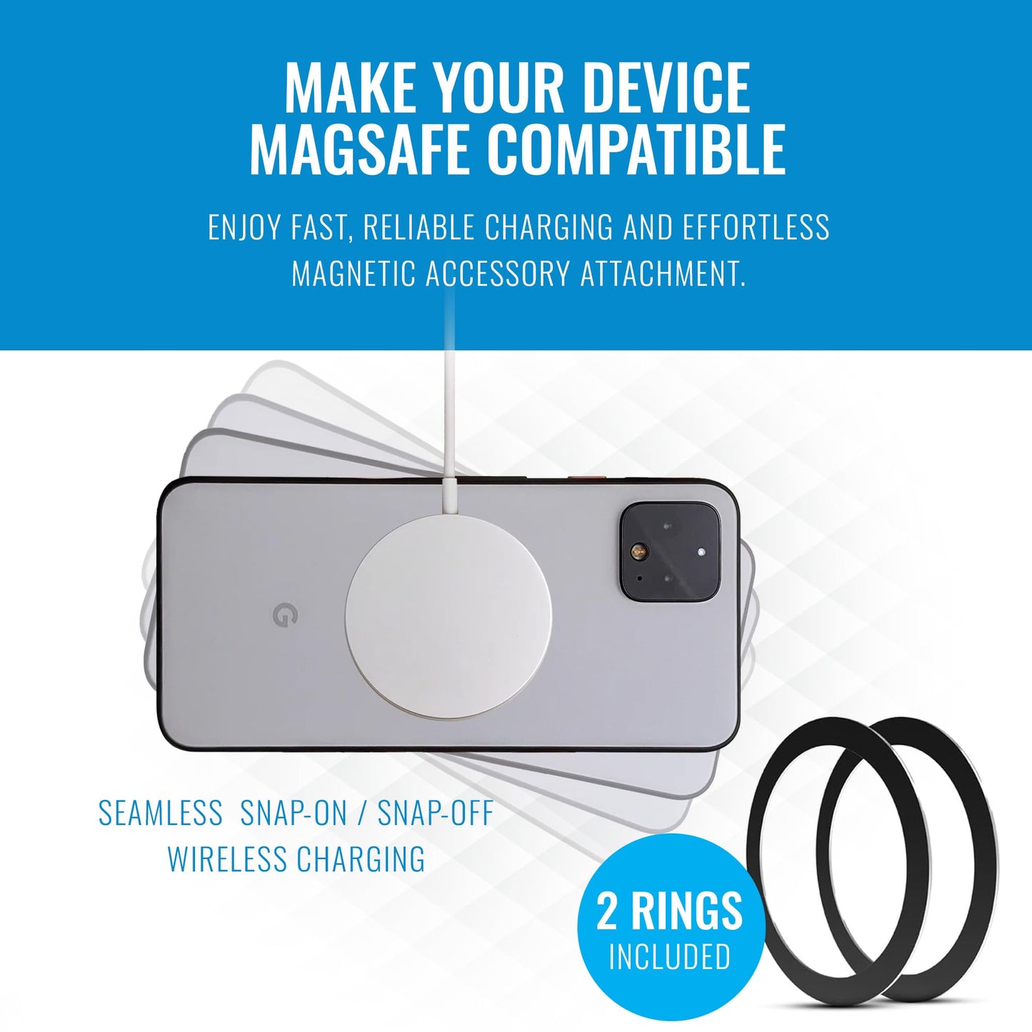 Naztech MagUp MagSafe Adapter - Universal Magnetic Phone Ring for Android & iPhone, Phone Magnet for Wireless Charging, Compatible with Any Qi-Enabled