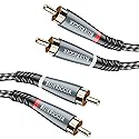 BlueRigger RCA Cable, 6FT (2RCA Male to 2RCA Stereo Audio Cable, Braided, Gold Plated, Subwoofer)- Compatible with Home Theater, Amplifier, Hi-Fi