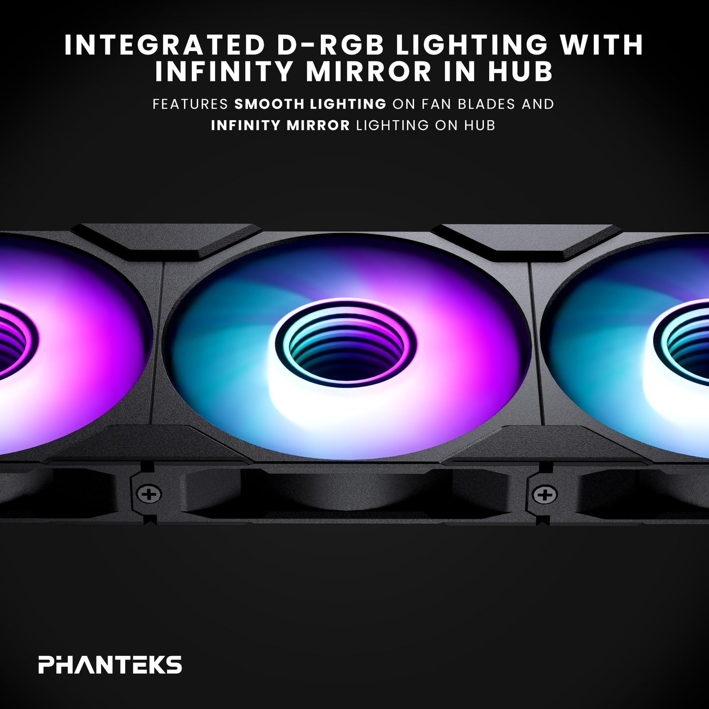Phanteks M25-120 Gen2 Reversed Blade Triple Pack, 3X 120mm ARGB High Performance Cooling Fans, Daisy-Chain Unified Fan Frame, Infinity Mirror hub