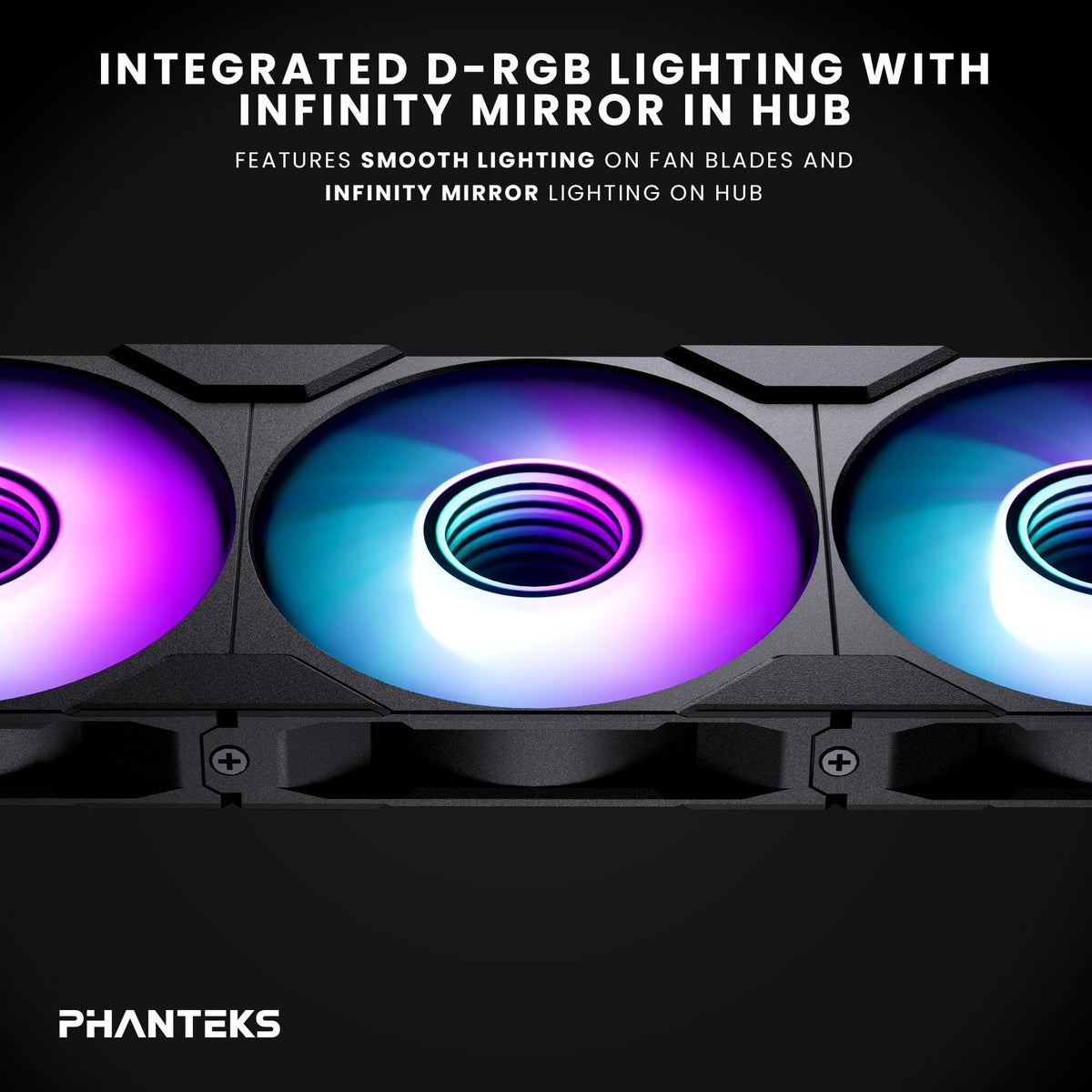 Phanteks M25-120 Gen2 Triple Pack, 3X 120mm ARGB High Performance Cooling Fans, Daisy-Chain Unified Fan Frame, Infinity Mirror hub, Single Cable
