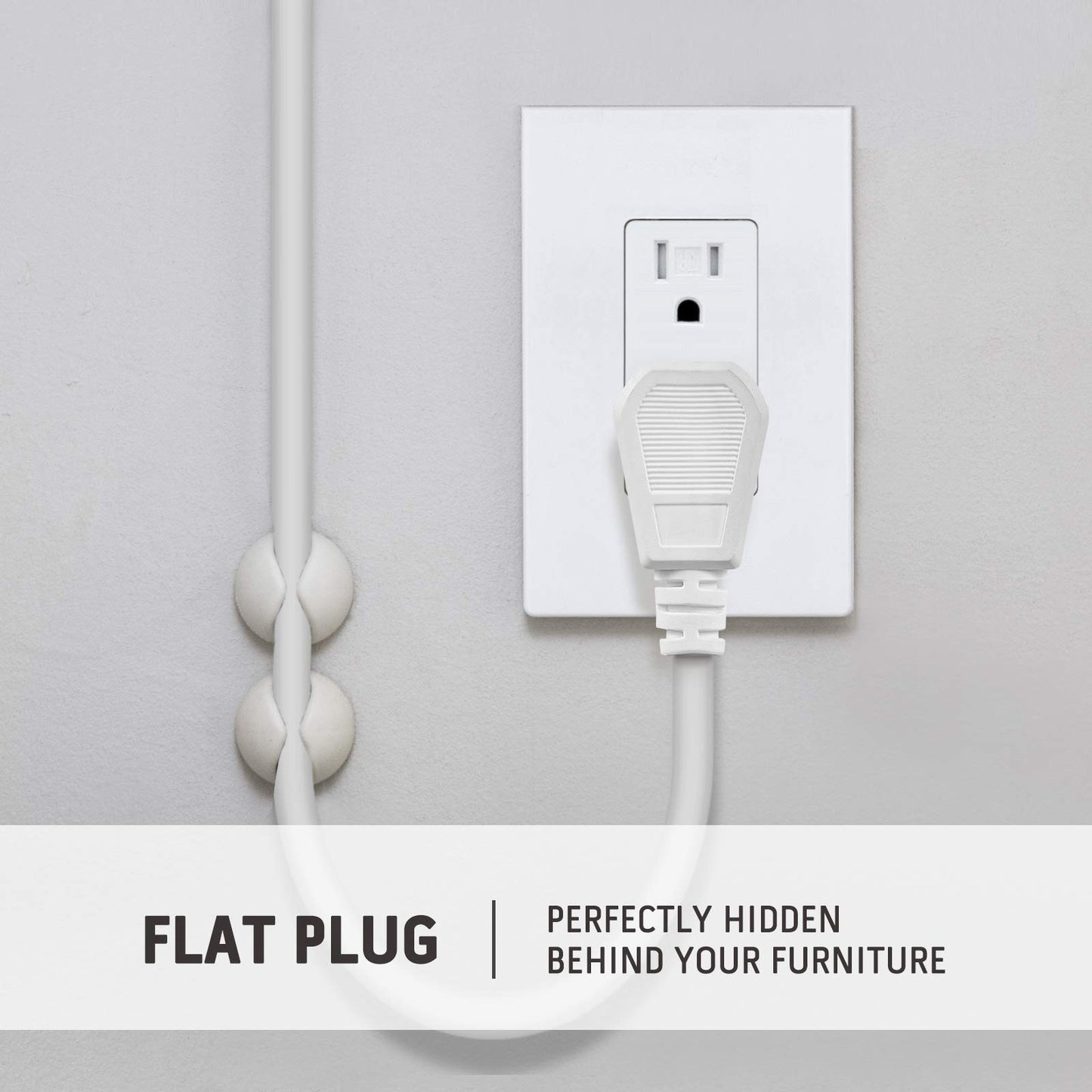 Power Strip Surge Protector with 6 Outlets & 2 USB Ports, 8 Feet Extension Cord, Flat Plug Outlet Strip, 1000 Joules Surge Protection, Wall Mount
