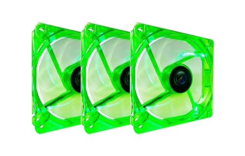 Apevia CF312SL-UGN 120mm 4pin Molex + 3pin Motherboard Silent Green LED Case Fan (3-pk)