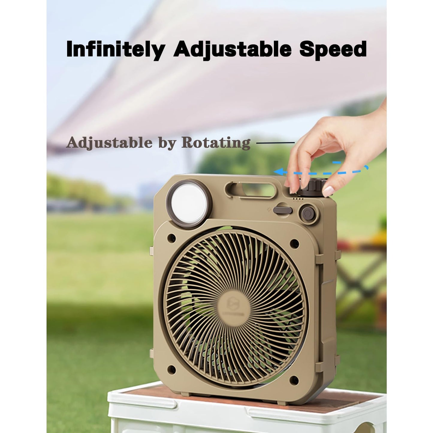 YUHANG 8000/16000mAh Camping Fan,Infinitely Variable Speed With LED Light,Power Indicator,Personal USB Desktop Fan For Camping,Fishing,Power