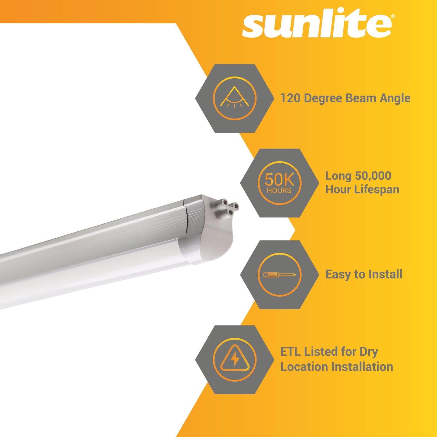 Sunlite 4FT T8 Integrated Linkable Linear LED Strip Light Fixture, 32 Watts, 4800 Lumens, 100-277V, 5000K Daylight, 120 Degree Beam Angle, ETL Listed