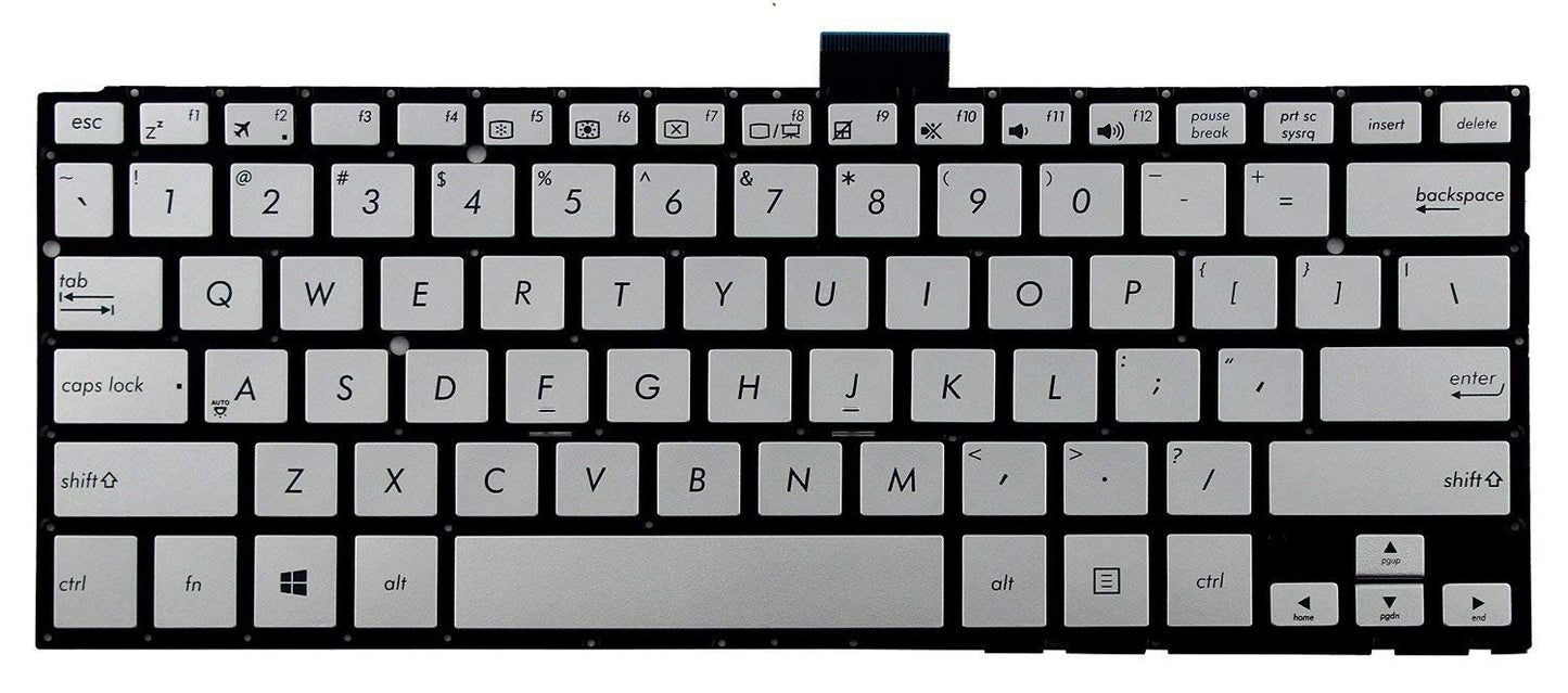 New English Laptop Keyboard (Without Frame) Replacement for Asus Q304 Q304UA Q304UA-BHI5T11, US Layout Silver Color