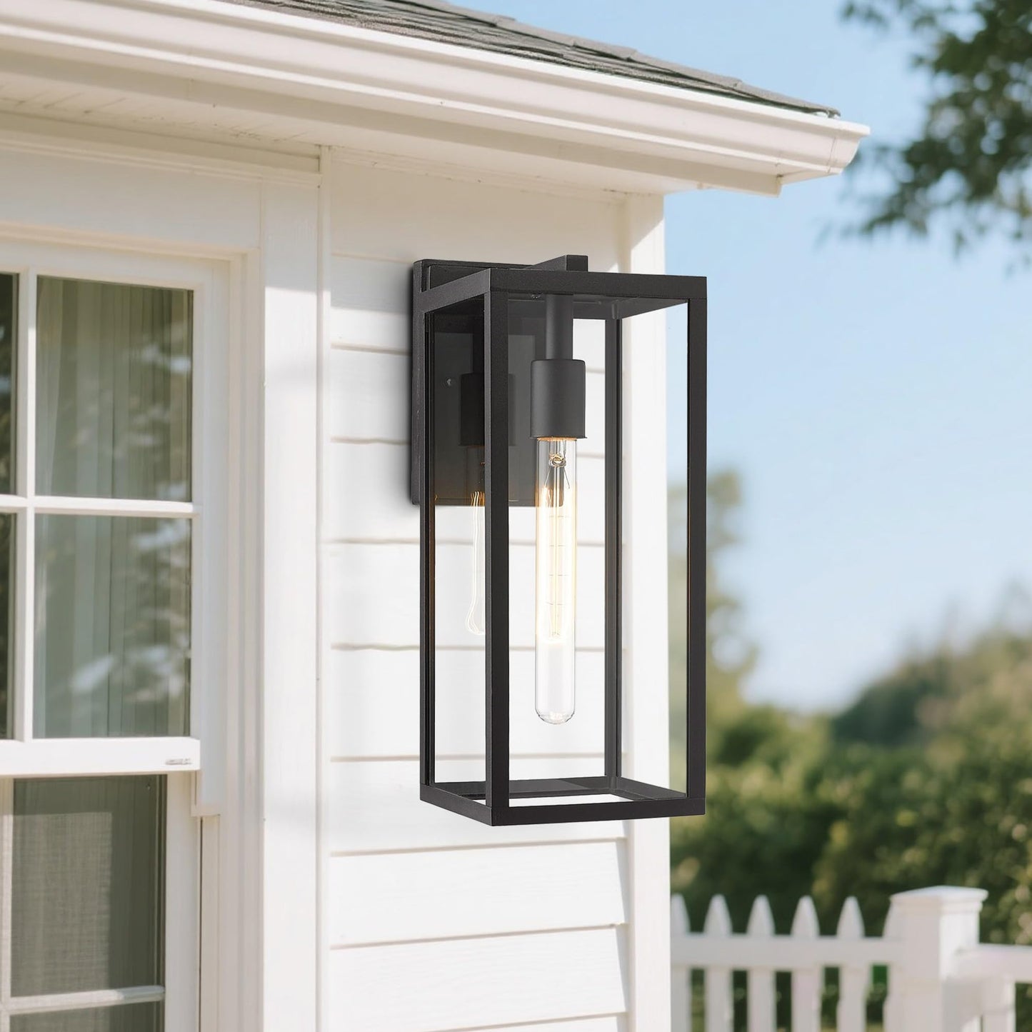 Bestshared Outdoor Wall Lantern, Anti-Rust Exterior Wall Sconce Light Fixtures, Front Door Mount Light, Outdoor Lighting Fixture, Black Wall Lamp