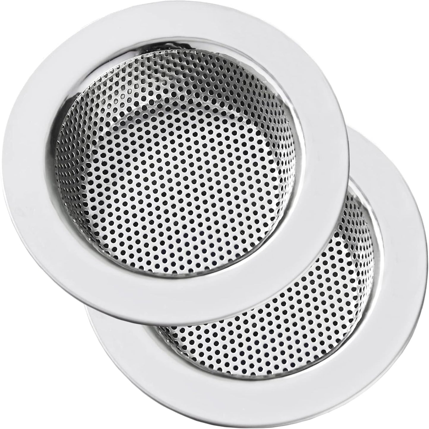 LASSHSWA Kitchen Sink Strainer, Stainless Steel Drain Strainers with Large 4.5" Wide Rim, 2 Pack for Kitchen Sinks