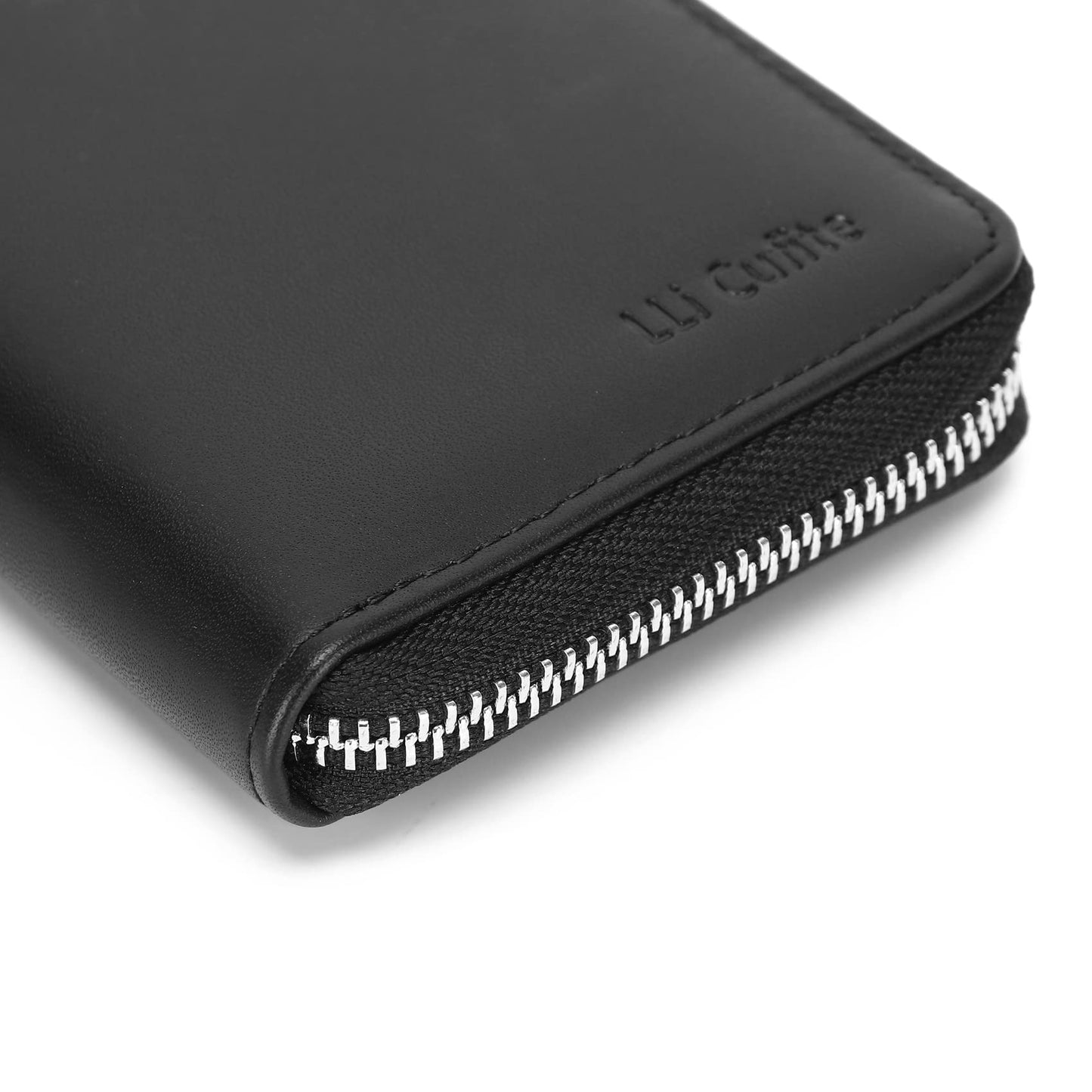 Genuine Leather Zipper Checkbook Cover with Divider & Card Holder Italian Calfskin, For Men & Women, Deluxe Check Holder RFID Blocking