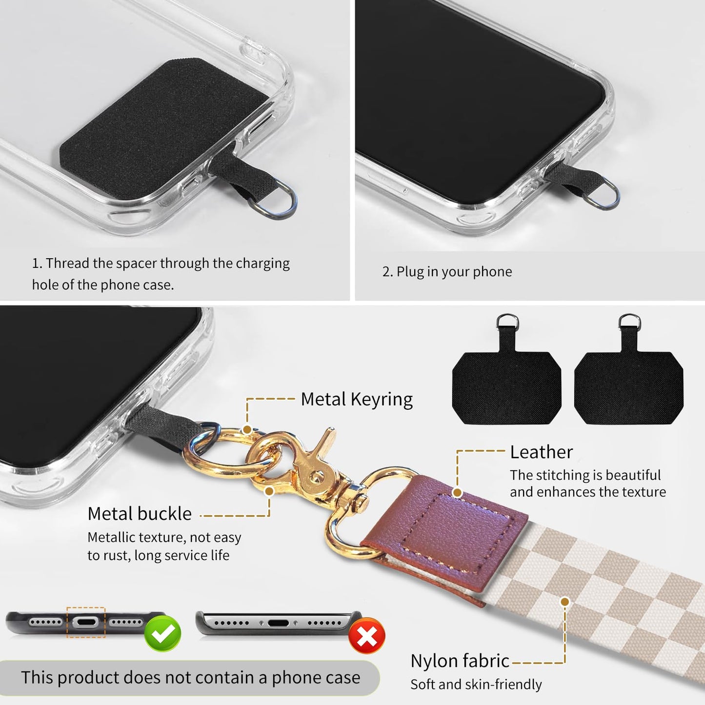 BeauBeast Cell Phone Lanyard Adjustable Crossbody Strap, Cute Universal Phone Neck Wristlet Wrist Strap Patch for Keys Case Accessories Brown Cute