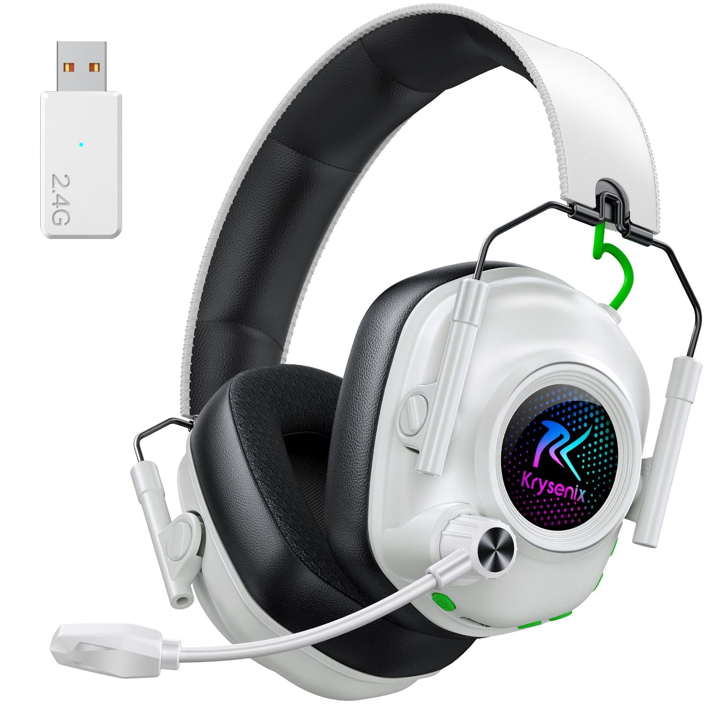 Wireless Gaming Headset with Noise Canceling Microphone for PC, PS5, PS4, Switch, Mac?2.4 GHz Wireless & Bluetooth 5.4 Gaming Headphones, Cool RGB
