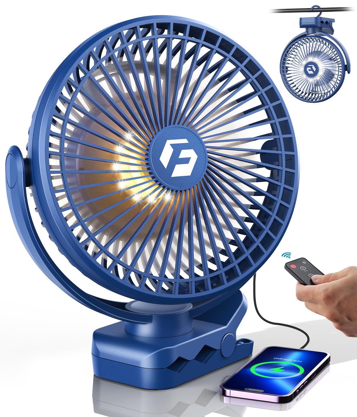 8" Clip on Fan, 20000mAh Rechargeable Fan Battery Portable, Strong Airflow