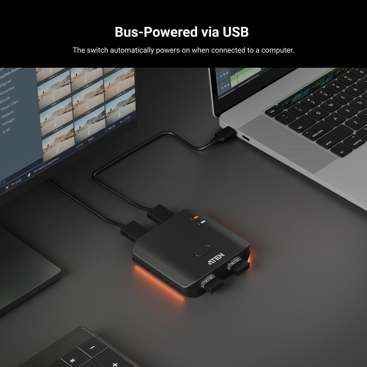 ATEN Essentials US4322 2 x 2 USB 3.2 Gen 1 Sharing Switch, Share 2 USB Peripherals Between Two Computers, 5 Gbps, Quick Switch, Compact, Windows