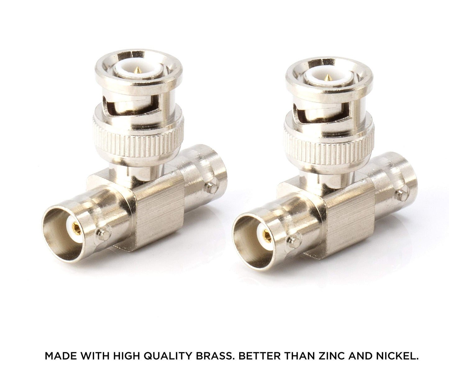 THE CIMPLE CO - BNC T Adapter - T-Shaped Coax Splitter - 1 Male Port to 2 Female Ports, Coaxial Cable Extension - 4 Pack