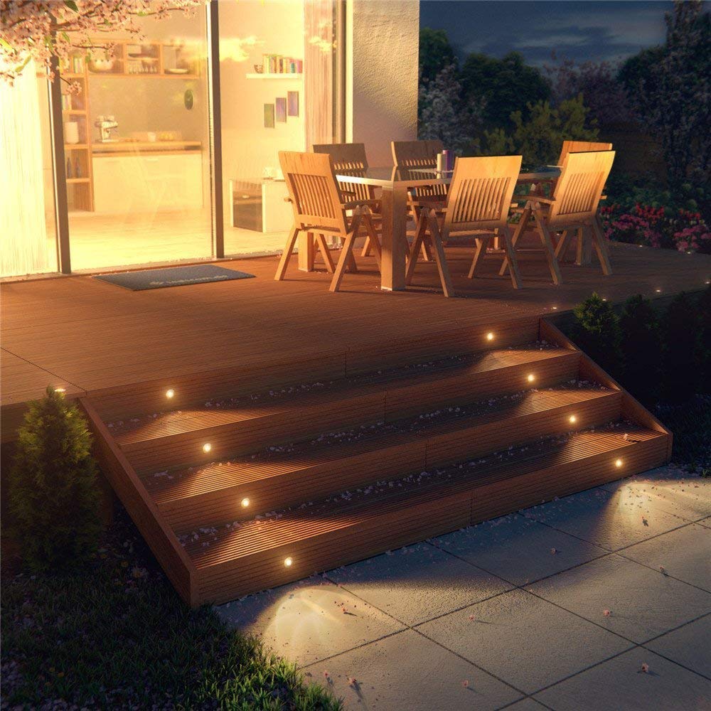 SMY Lighting Recessed LED Deck Lights Kits 6 Pack, (Upgrade Version) Deck Lighting Waterproof IP67,Low Voltage LED Lights for Garden, Steps,Stair