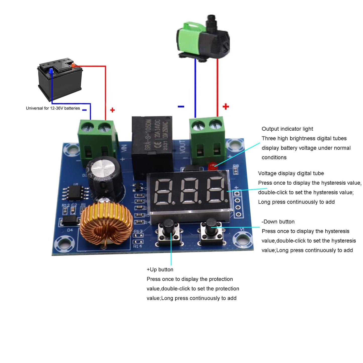 2Pcs 12V-36V DC Voltage Protection Charger Module Disconnect Switch Cut Off OverDischarge Battery Protection Precise Undervoltage Board for Solar…