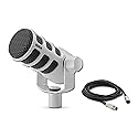 Rode PodMic Cardioid Dynamic Broadcast Microphone (White) with XLR Cable and StreamEye Polishing Cloth