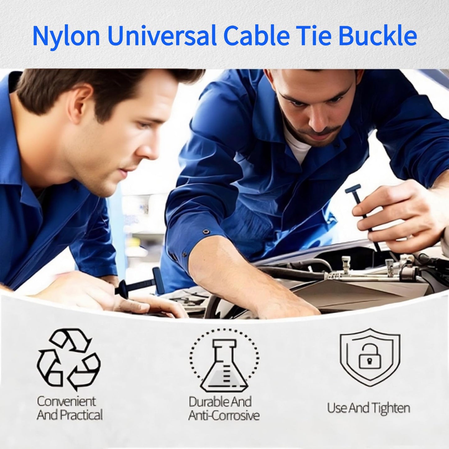 100 Pcs Nylon Universal Cable Tie Buckle With Pin & Button Design - New Multifunctional Nylon Zip Ties Plastic Cable Ties Tool Fasteners Car Body UV