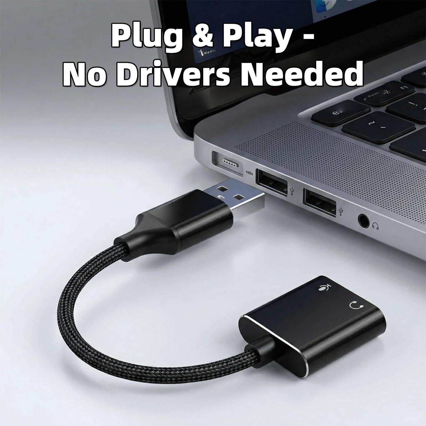 Bewinfy Universal USB Audio Adapter with 3.5mm Combo Jack - for PC, Laptop, Mac, PS5, PS4 & More (Windows/Mac/Linux Compatible)(AA-01)
