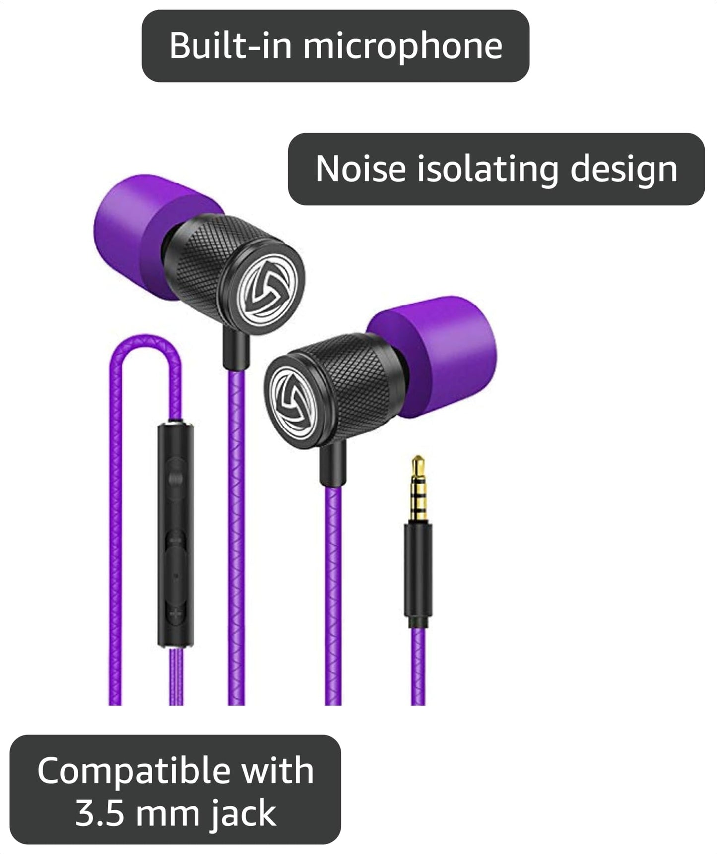 LUDOS Ultra Wired Earbuds in-Ear Headphones, 5 Years Warranty, Earphones with Microphone, Noise Isolating Ear Buds, Memory Foam for iPhone, Samsung