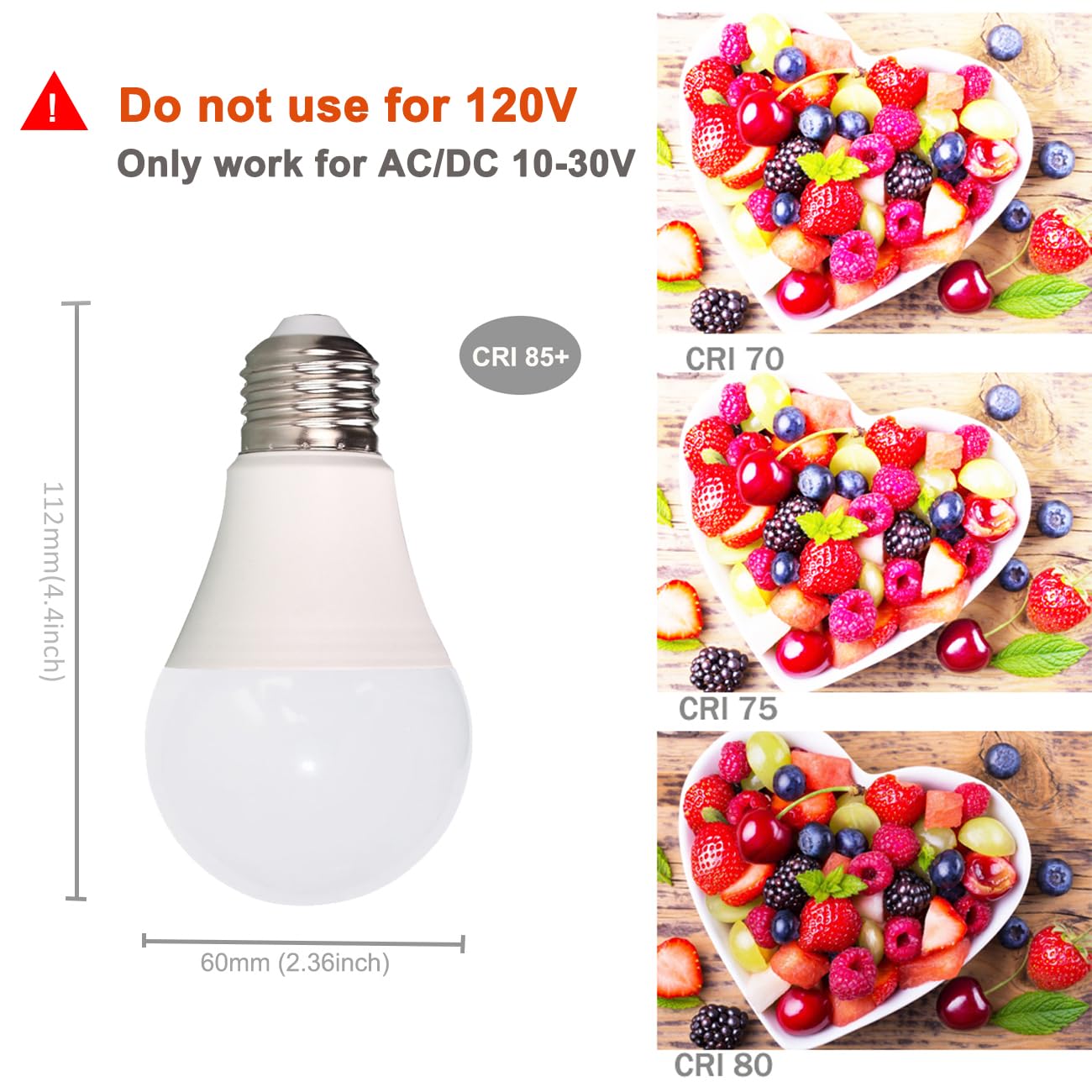 LEMENG 12V LED Light Bulb 7W Low Voltage E26 Base A19 2700K Warm White