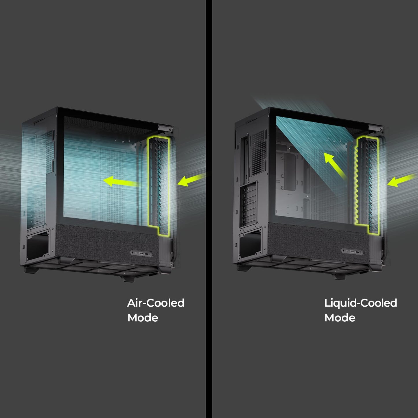 TRYX FLOVA Black Mid-Tower ATX PC Case, Breathable Fabric-Crafted Front, Tempered Glass, Three-Speed Cross-Flow Fan, 360mm Radiator, Wide