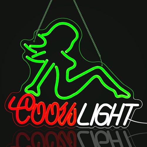 Tailedi Crs Neon Sign, Beer LED Light for Man Cave Bar Decor Green Lady Neon Lights for Bar Wall Art for Beer Pub Restaurant Party Decor