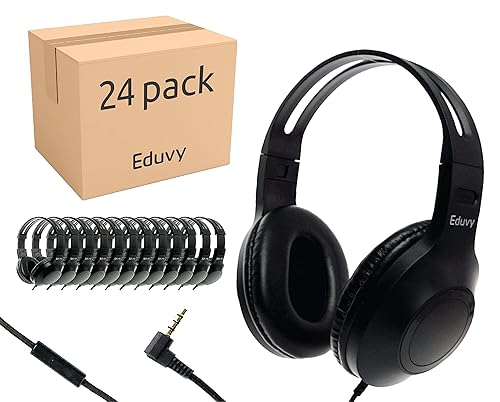 Eduvy Bulk Headphones for Classroom with Microphone, Heavy-Duty School Pack Wired Headphones for Students. Teacher Must Haves Supplies from…