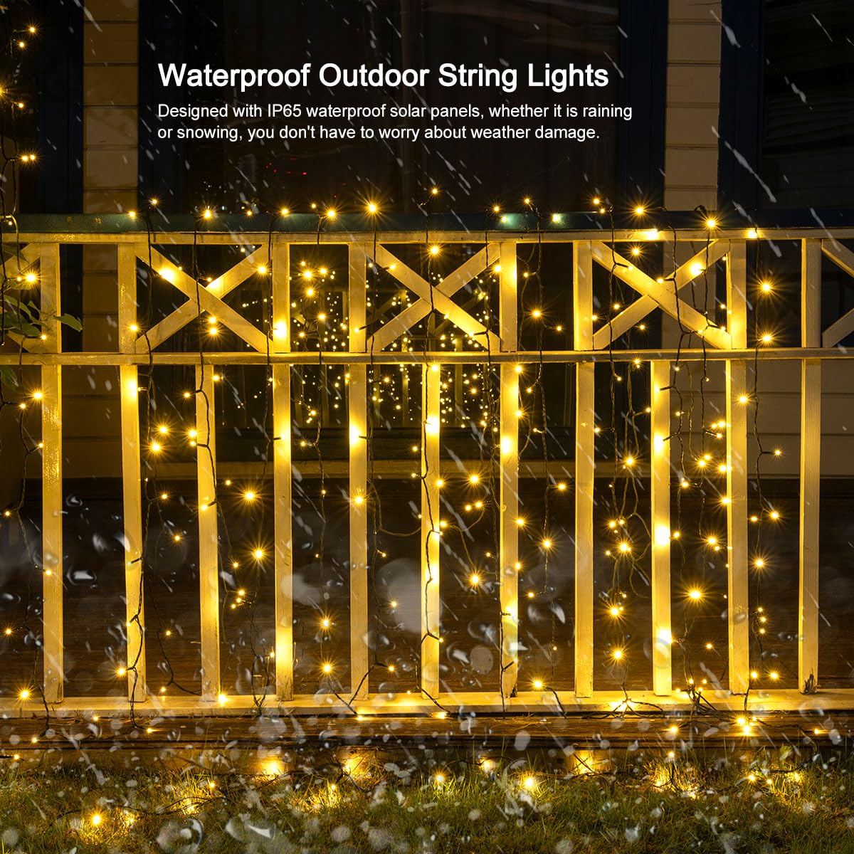 RESNICE 66FT Solar Outdoor String Lights Long 200 LED with USB Charging & Remote & Memory Solar Powered Christmas Tree Lights Waterproof for Outside