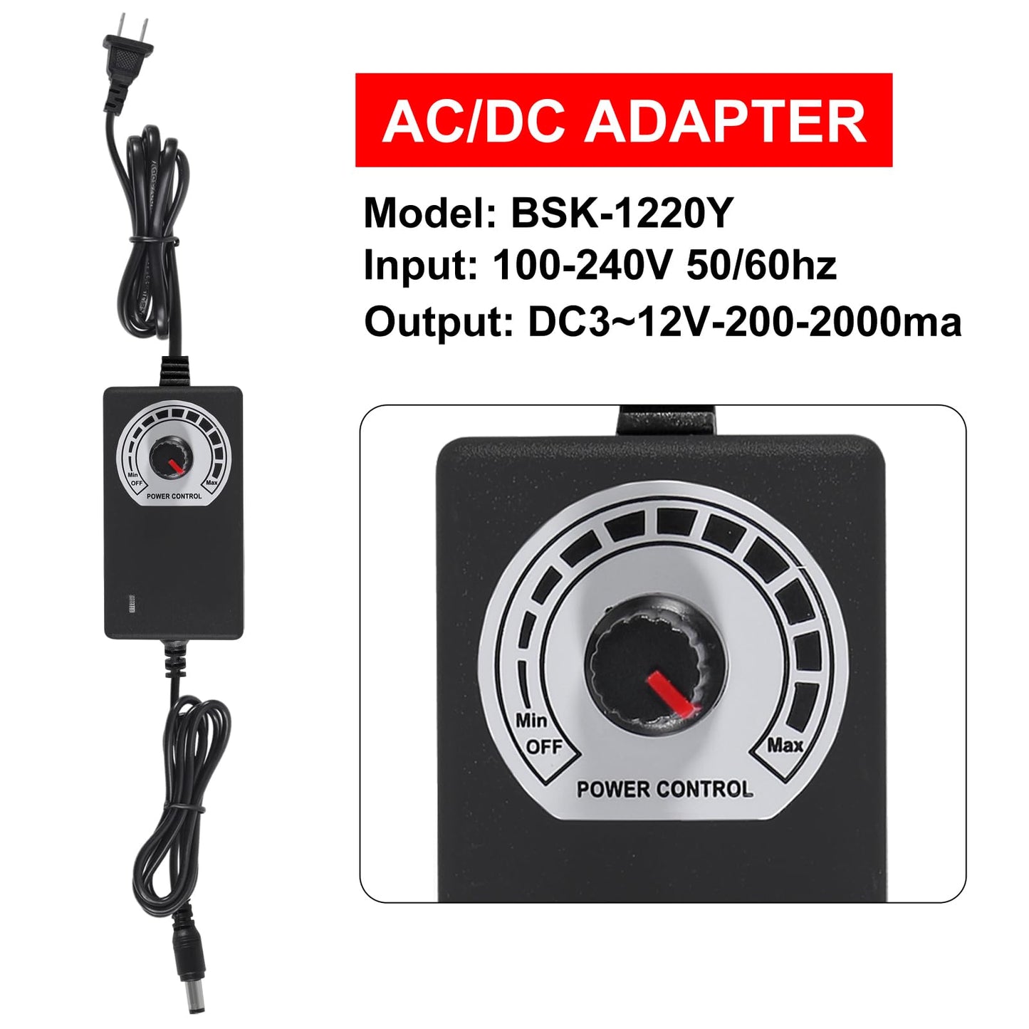 UMLIFE 1 Set PC Fans 120mm (120mm x 32mm) with Variable Speed Controller 3V to 12V, Axial Computer Fan with AC Plug 110V 120V 220V, Vent Fan for PC