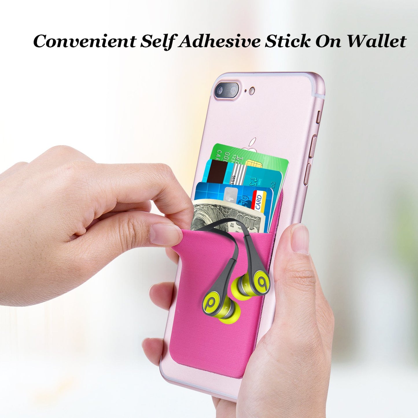 Costyle 4 Pack Slim Cell Phone Card Holder for Back of Phone, Stretchy Lycra Stick on Credit Card Wallet Pocket ID Case Pouch Self Adhesive Sticker