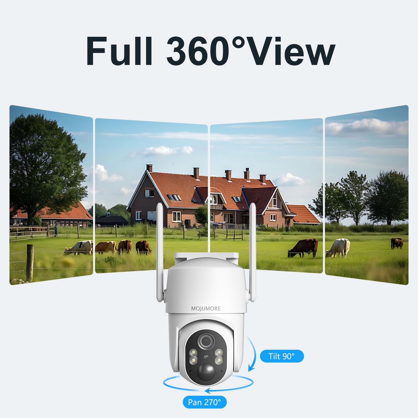 MOJUMORE 4G LTE Cellular Security Camera, No WiFi Security Cameras Wireless Outdoor, Solar Outdoor Camera Wireless, PIR Detection, 2K Color Night