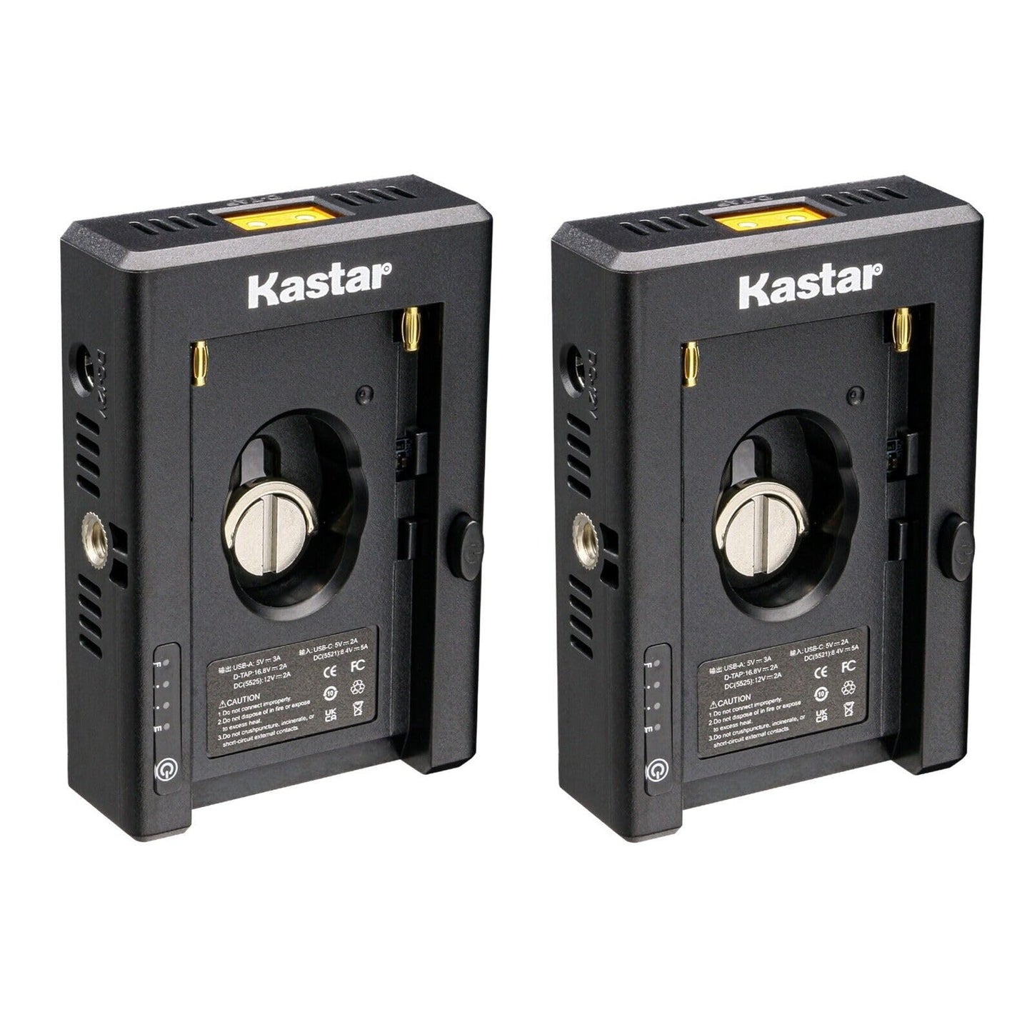 Kastar NP-F Battery Adapter Plate W/LED Indicators, Input Type-C 5V 3A, 8.4V 5A 5.5x2.1mm, Output 12V 2A 5.5x2.5mm, 16.8V 2A Dtap, 5V 3A USB for NP-F
