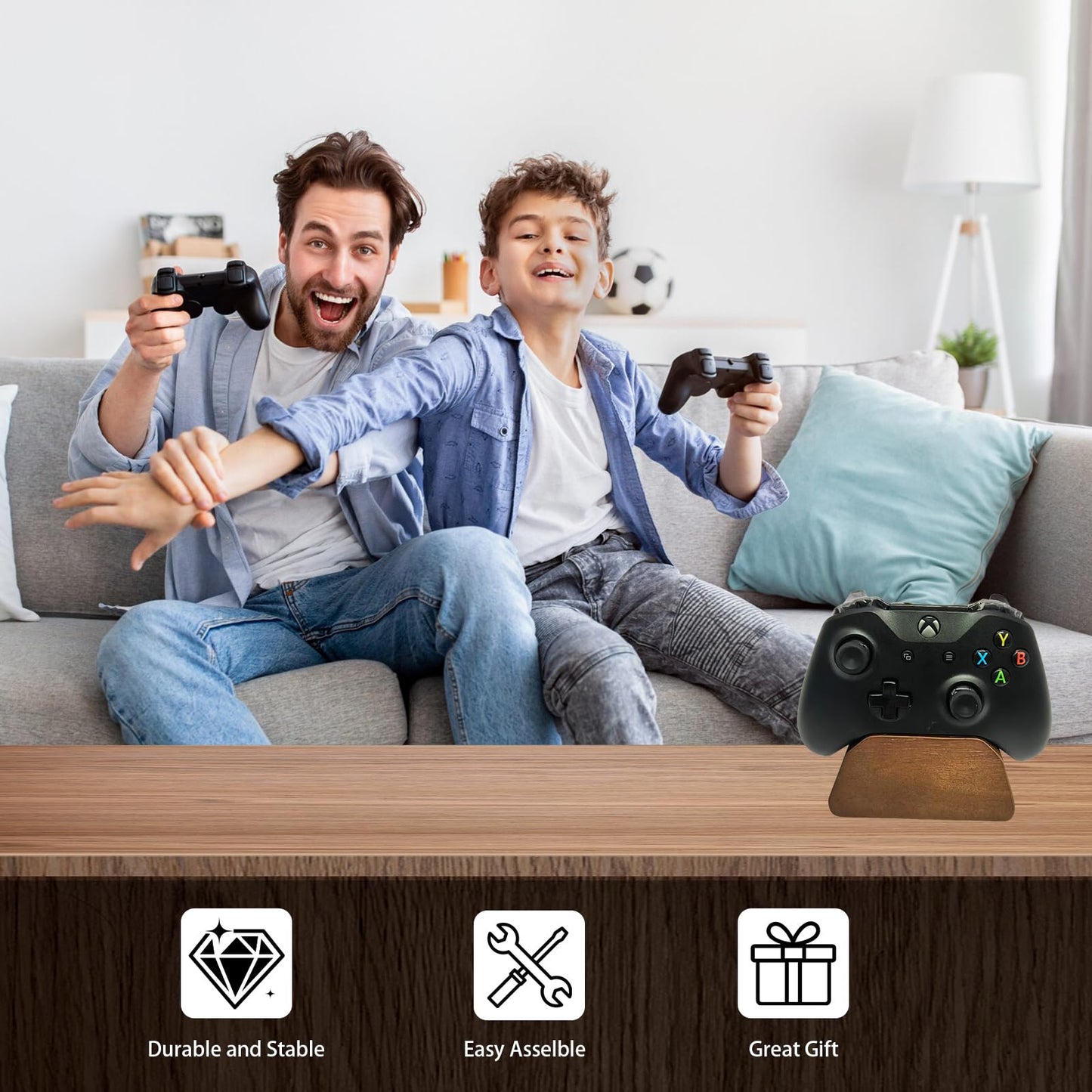 Solid wood gamepad stand, game equipment, controller stand, suitable for Xbox, PS4, PS5, is a good helper for organizing gamepads on the desk,