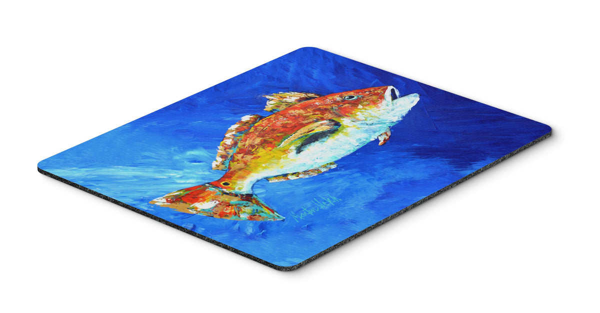Caroline's Treasures MW1212MP "Red Fish White Spin Mouse Pad, Hot Pad or Trivet" for Home Office Gaming Working Computers Laptop Mouse Mat,Washable