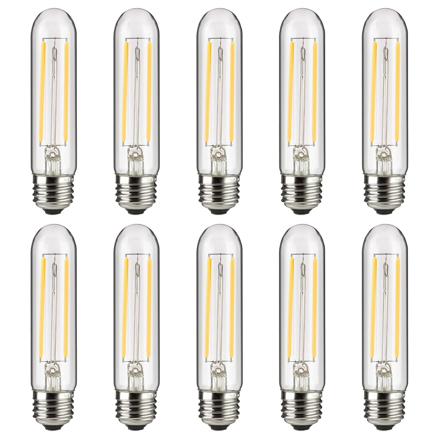 Sunlite LED Filament T10 Tubular Light Bulb, 2 Watts (25W Equivalent), 160 Lumens, Medium E26 Base, 120 Volts, Dimmable, 90 CRI, UL Listed, Clear