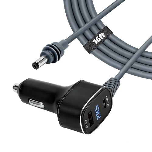 GKP9 Starlink Mini Car Adapter, Starlink Mini Cable 3 in 1, 12v-24v Adapter Dc Power Cable with Digital Display, Waterproof 16awg Car Power Supply