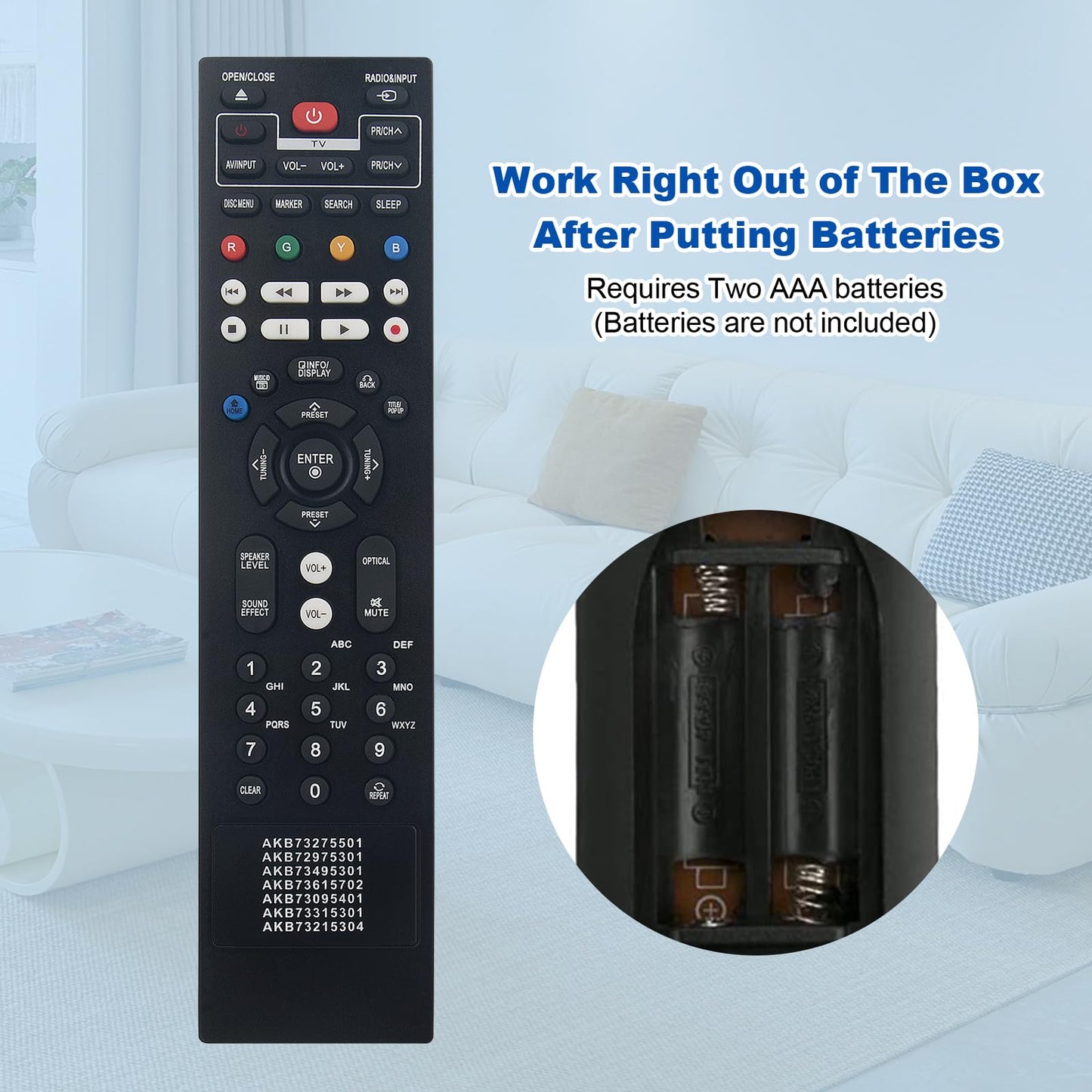 New AKB73095401 Replace Remote fit for LG Blu-ray DISC Player BD611 BD550 BD555 BD611 BD630C BD640 BD640C AKB73275501 AKB72975301 AKB73495301