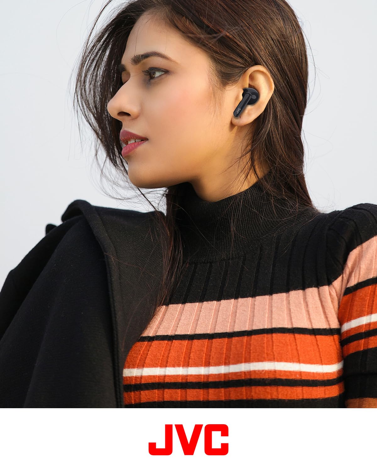 JVC Ultra Compact True Wireless Earbuds Headphones, Total 12 Hour Battery Life, Sound with 13mm Driver, USB-C Connection - HAB5TB (Black)
