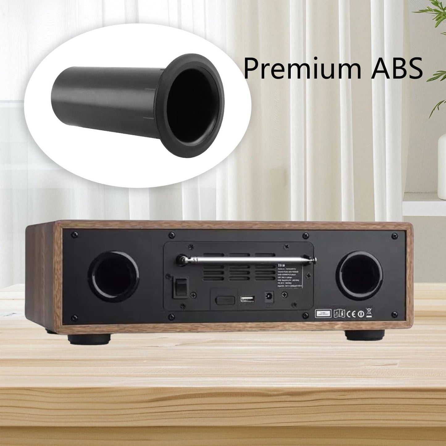T Tulead 4.72"x2.68" Speaker Port Tubes ABS Speaker Cabinet Port Tube Black Bass Air Ports 2-Inch Installation Diameter Pack of 4
