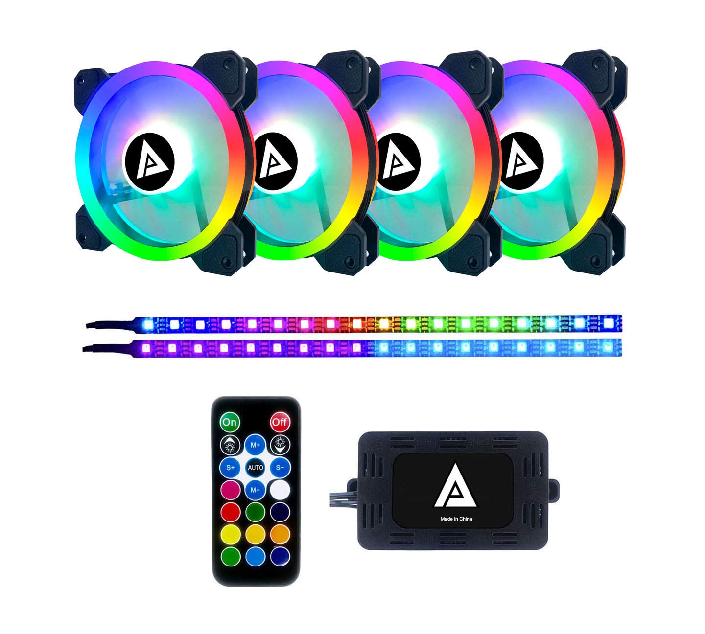 Apevia TL42-RGB Twilight 120mm Silent Dual-Ring RGB Color Changing LED Fan with Remote Control, 28x LEDs & 8X Anti-Vibration Rubber Pads w/ 2 Magnetic