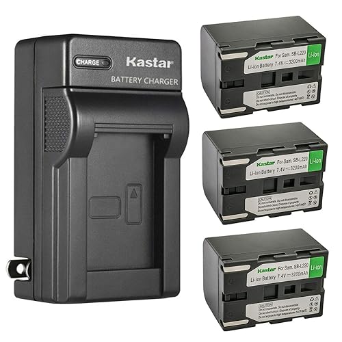 Kastar 3-Pack SB-L220 Battery and AC Wall Charger Replacement for Samsung SB-L110 SB-LS110 (NOT for SB-L110A), SB-L220 SB-LS220, SB-L70A SB-L70R