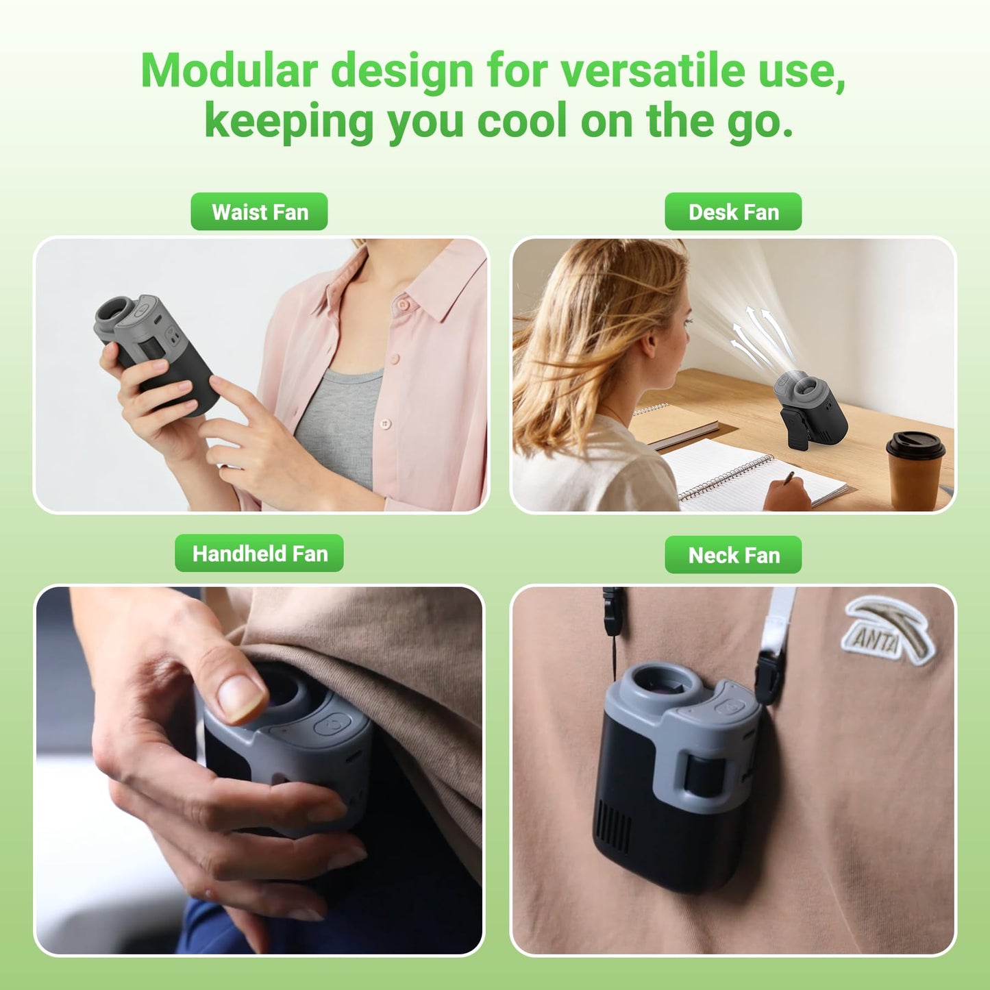 SUROCASE Portable Waist Fan, 16000RPM Brushless Belt Fan, 18Hour 100 Speeds 5 Modes Long Runtime