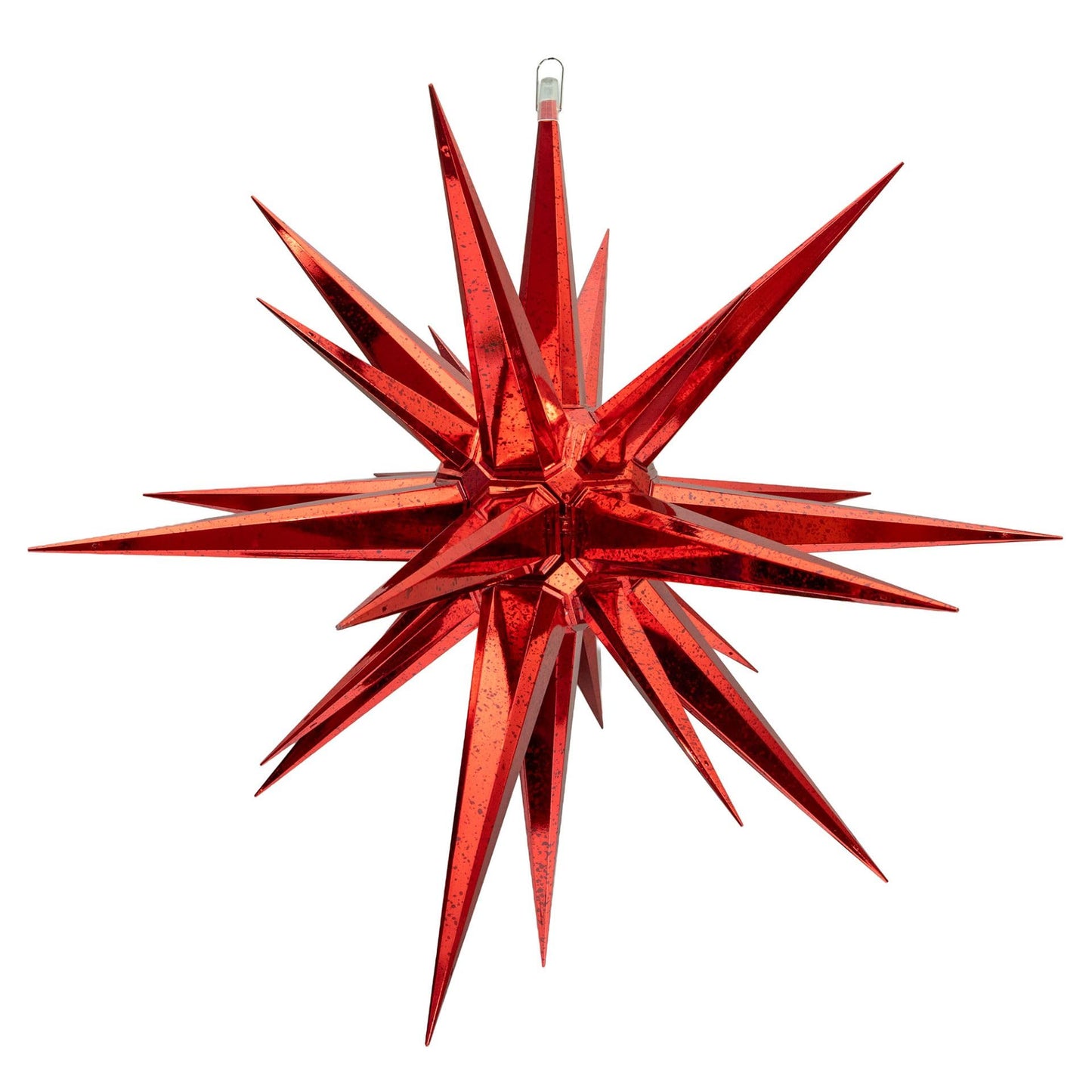 Novelty Lights 24 inch LED Moravian Star in Red Metallic, Lighted Indoor/Outdoor Hanging Display, Weather Resistant Holiday Décor, 4 Replaceable E12