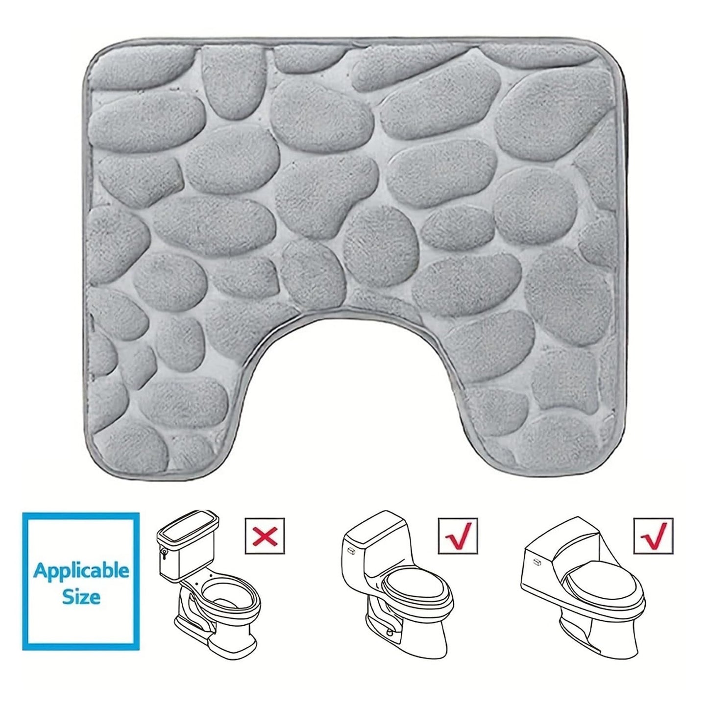 Toilet Rugs, U-Shaped Non-Slip Bath Mat Extra Soft Absorbent Bathroom Rugs Machine Washable Floor Carpet Commode Potty Training Mats for Tub Shower…