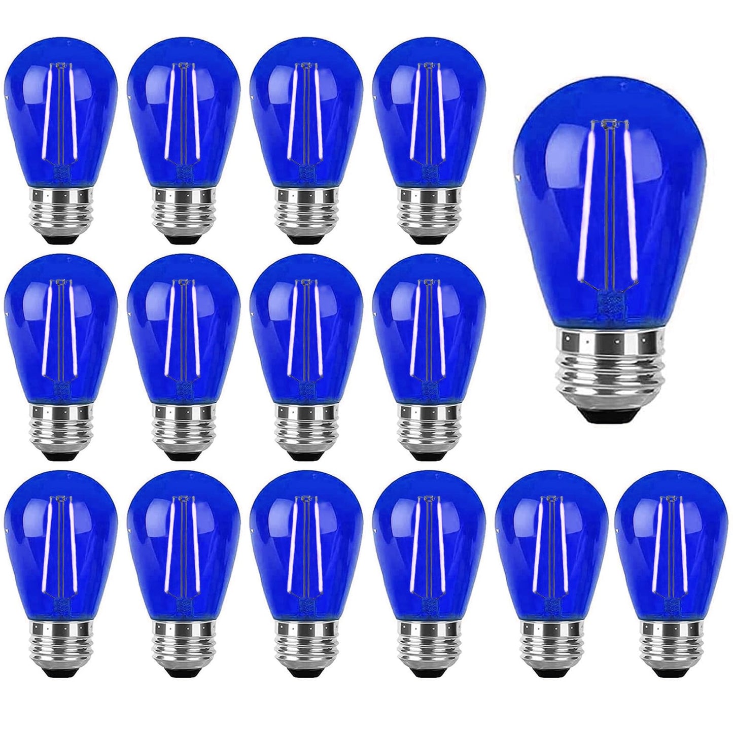 LRSUEYSKIN S14 Blue LED Bulb Replacement LED Light Bulbs 2W Plastic Shatterproof Night Bulb E26 Base S14 String Light Waterproof Vintage Bulb
