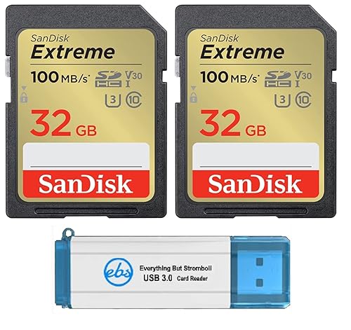 SanDisk 32GB Extreme SD Card (2 Pack) SDHC Memory Cards Compatible Browning Defender Pro Series Trail Cameras (SDSDXVT-032G-GNCIN) Bundle with (1)