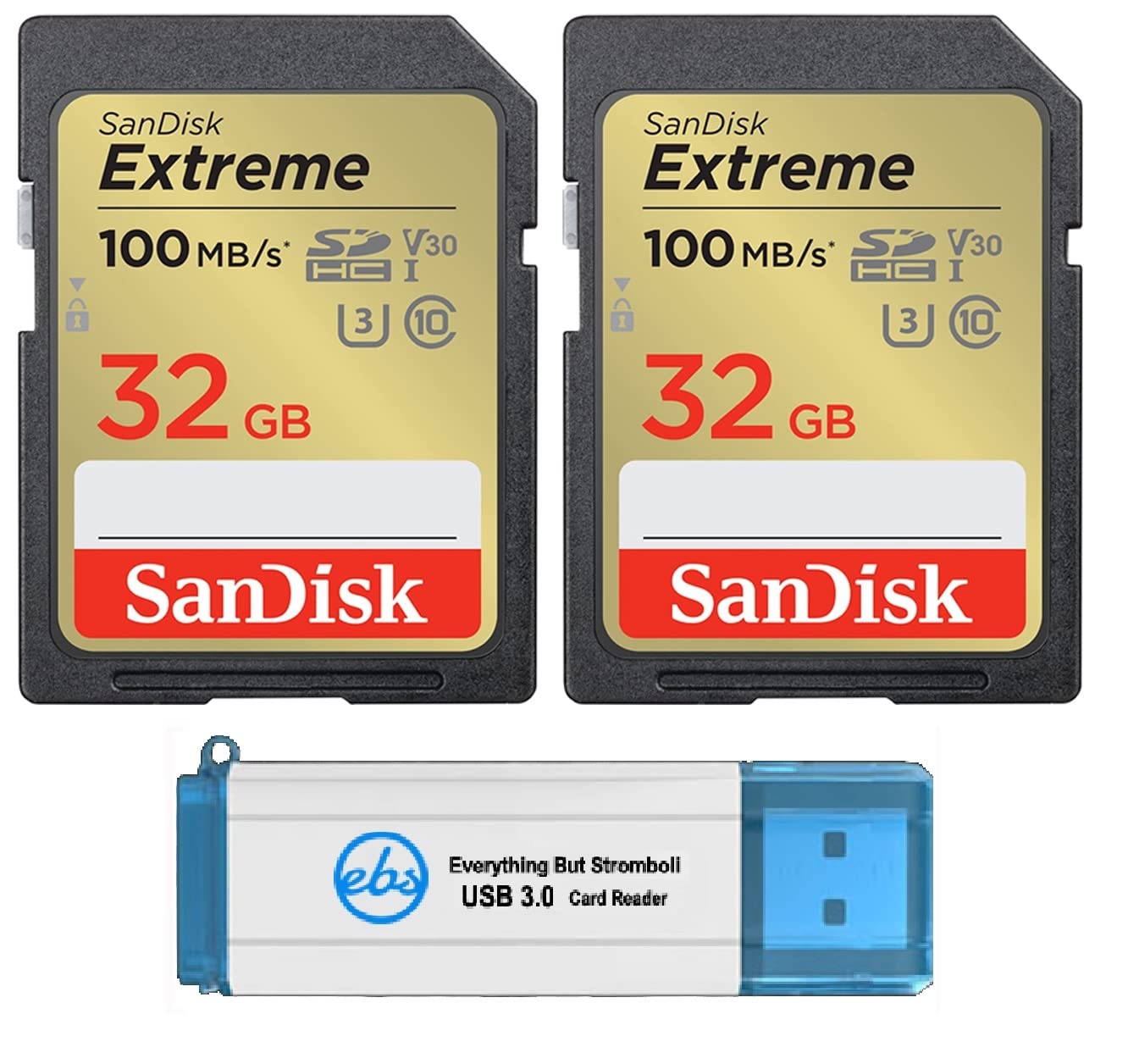 SanDisk 32GB Extreme SD Card (2 Pack) SDHC Memory Cards Compatible Browning Defender Pro Series Trail Cameras (SDSDXVT-032G-GNCIN) Bundle with (1)