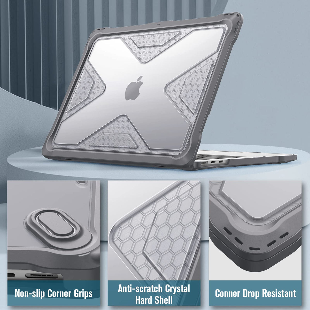 Fintie Rugged Case for MacBook Air 13 Inch, Gray