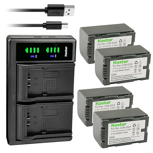 Kastar 4-Pack CGR-D16S Battery and LTD2 USB Charger Compatible with Panasonic AG-AC90 AG-AC90P AG-AC90PJ AG-AC90PX AG-DVC7 AG-DVC7P AG-DVC15 AG-DVC15P