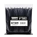 Zip Ties 8 inch Black Zip Ties 1000 Pack, Wire Ties with 50lb Tensile Strength, UV Resistant Cable Ties, Self-locking Plastic Ties for Indoor
